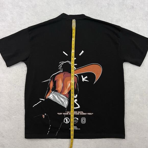 Travis Scott Graphic T Shirt Size Large Black Designed by Cesar 2023 Heavyweight - Picture 7 of 12